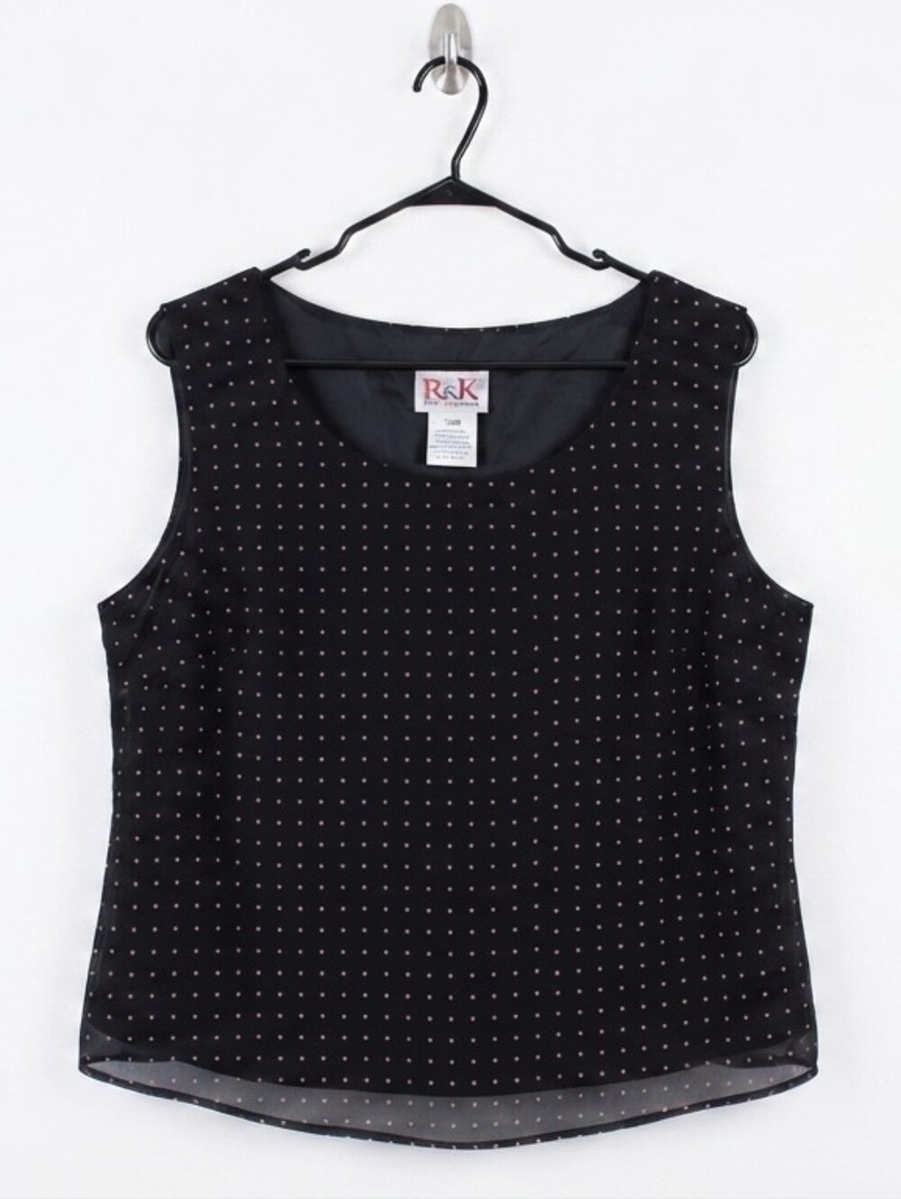 R&K Originals Woman Women's Plus Size 16W Black Blouse with Pink Polka Dots